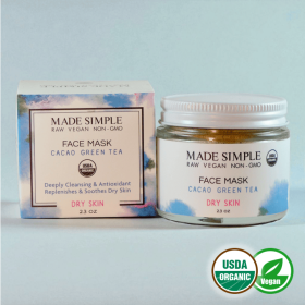 Cacao Green Tea Face Mask for Dry Skin - Organic, Vegan & Cruelty-free