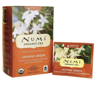 Numi Organic Tea, Jasmine Green, Tea Bags, 18 Ct